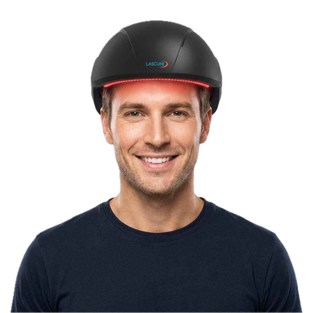 Man wearing Lascure laser helmet